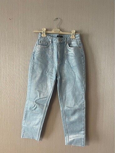 Silver ışıltılı mom jean