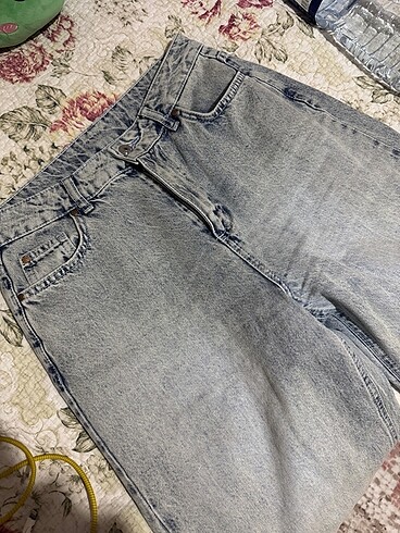 38 Beden Mavi yüksek bel wide leg jeans