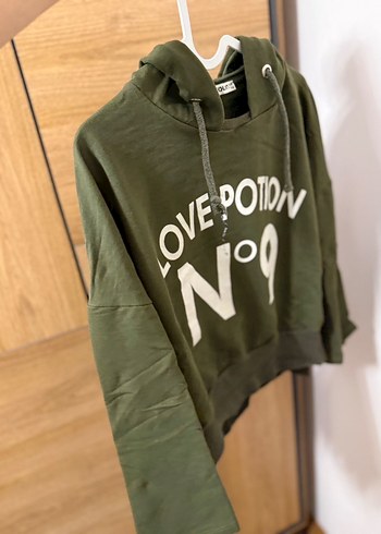 Kadın Yeşil Kapüşonlu Sweatshirt - Görsel 4