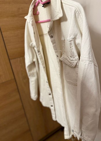 Düğmeli Beyaz Kadın Keten Gömlek - Görsel 2