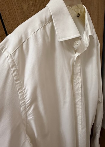 Düğmeli Beyaz  Erkek Gömlek - Görsel 4