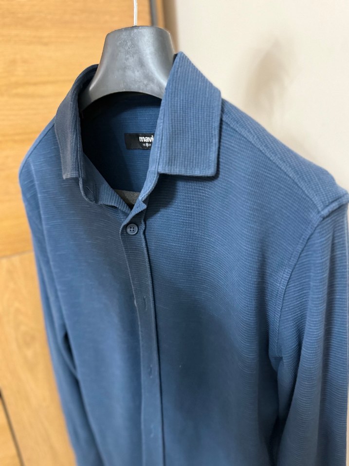 Mavi erkek Gömlek - Görsel 3