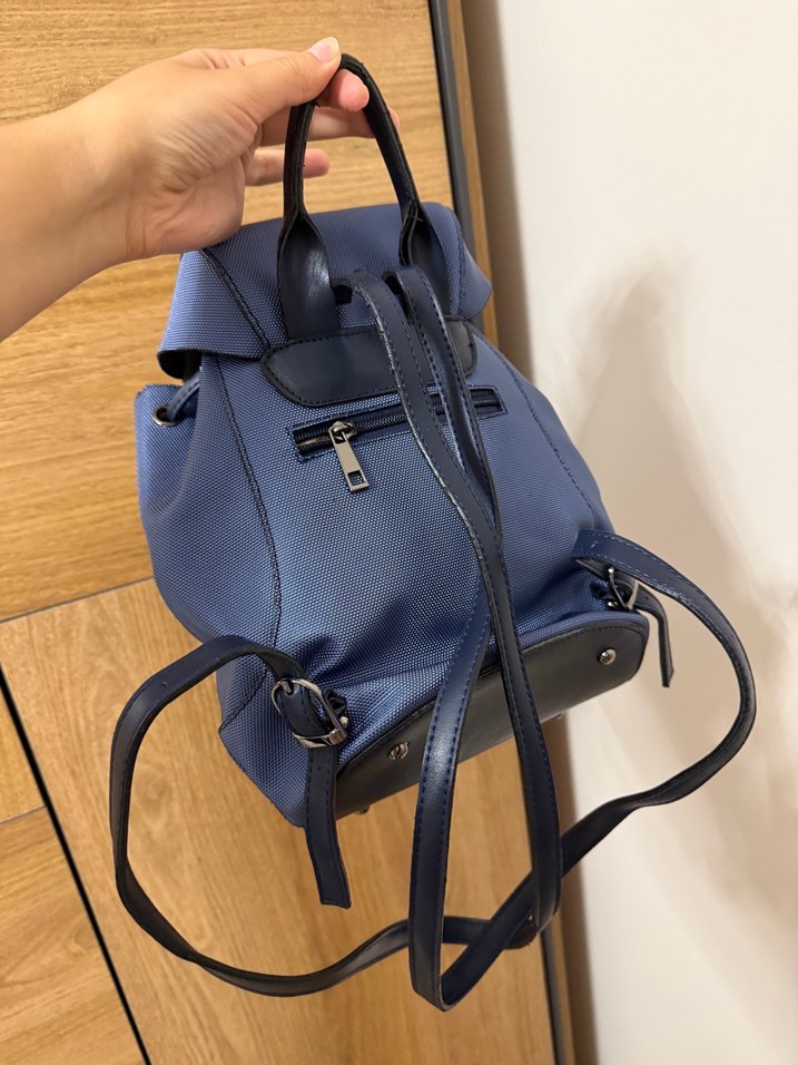 Mavi Deri Kadın Sırt Çantası - Görsel 5