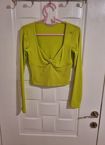 Zara lime yeşili crop