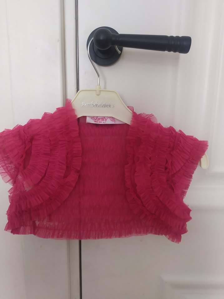 Fuşya Fırfırlı Kız Bolero - Görsel 4