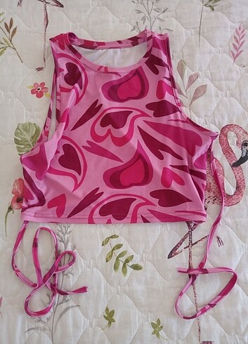 Diğer Desenli pembe crop