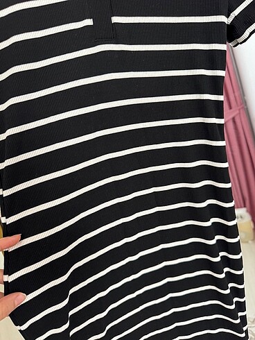 s Beden siyah Renk Günlük çizgili elbise