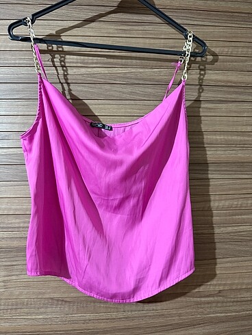 Diğer Pembe zincir askılı saten bluz