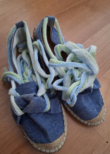 Kadın Mavi Bağcıklı Dolgu Topuk Espadril - Görsel 2