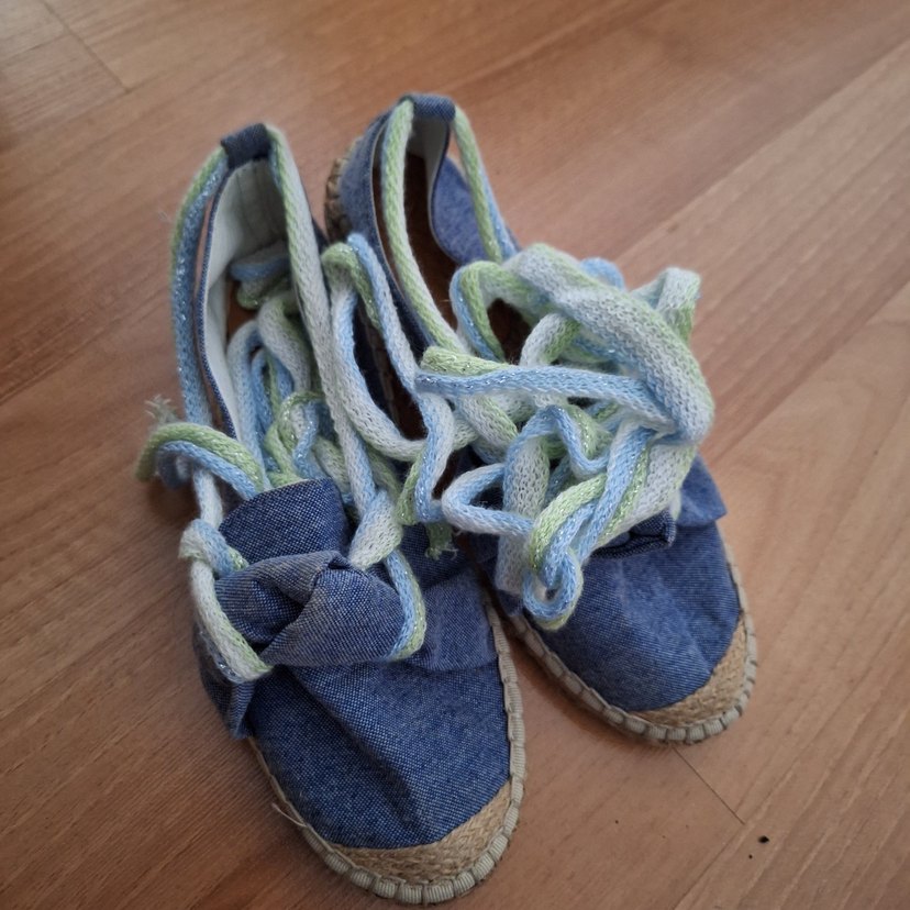 Kadın Mavi Bağcıklı Dolgu Topuk Espadril - Görsel 2