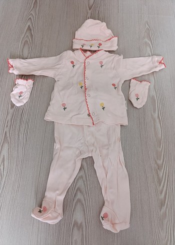 Nakışlı Pembe Bebek Kız Takımı