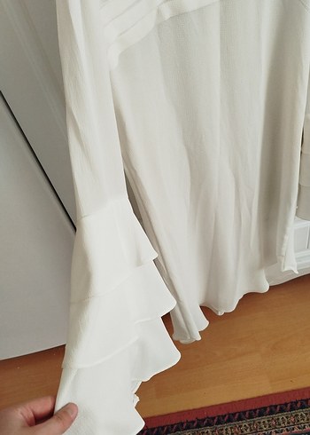 Beyaz Keten Salaş Midi Tunik - Görsel 2