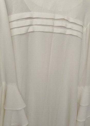 Beyaz Keten Salaş Midi Tunik - Görsel 5