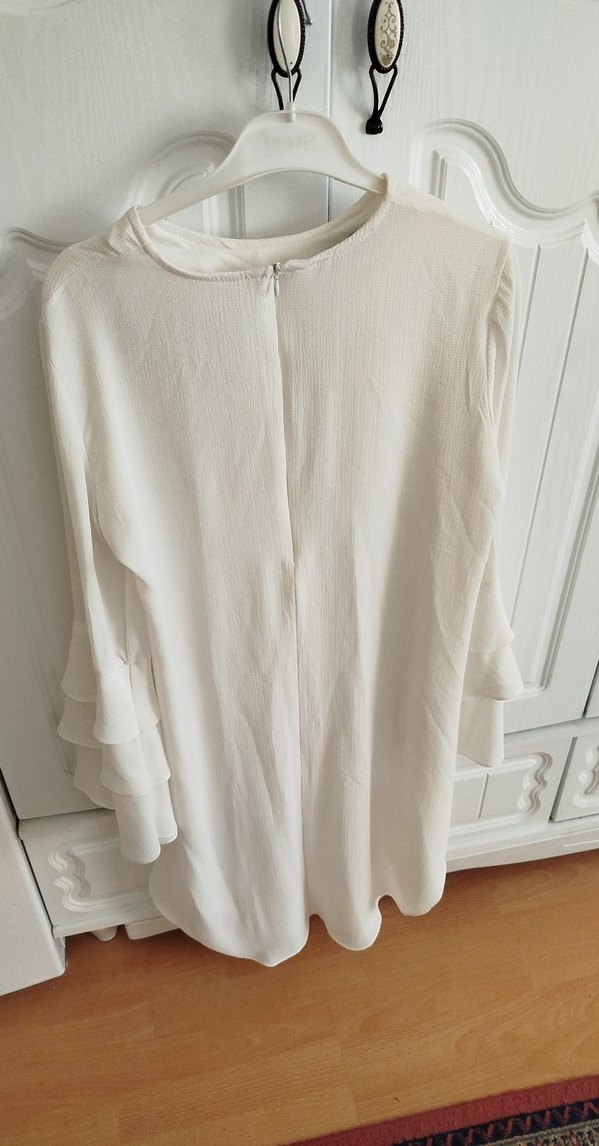 Beyaz Keten Salaş Midi Tunik - Görsel 4