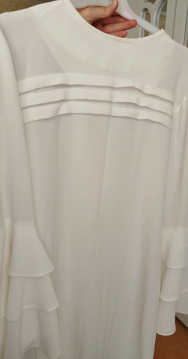 Beyaz Keten Salaş Midi Tunik - Görsel 5