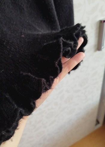 Siyah Yüksek Yaka Uzun Kollu Triko Kazak - Görsel 2