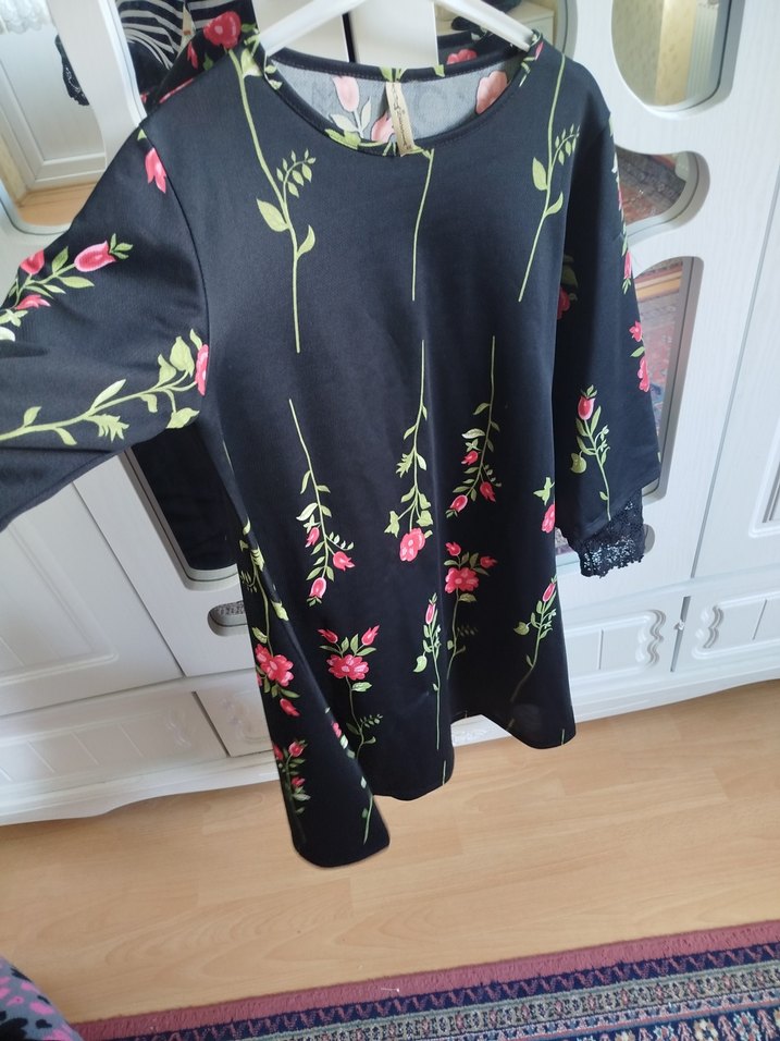 Dantel Detaylı Siyah Bohem Midi Tunik - Görsel 3