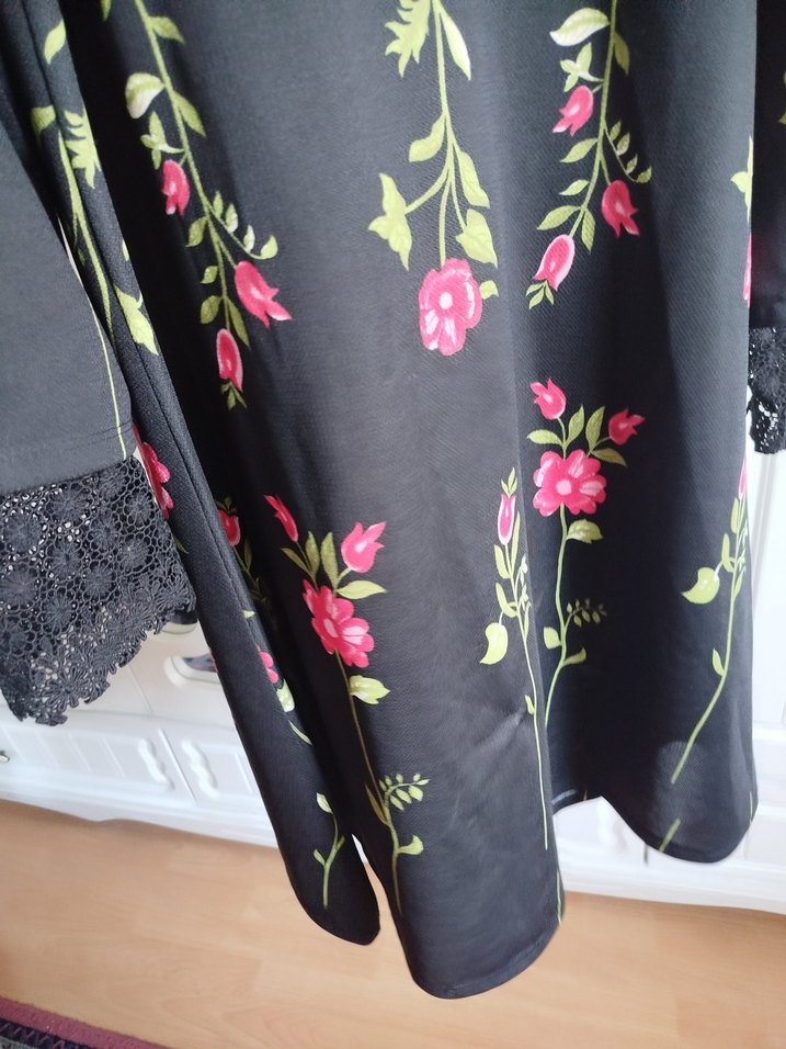 Dantel Detaylı Siyah Bohem Midi Tunik - Görsel 5