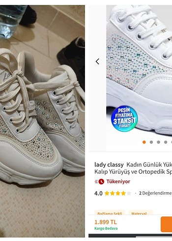 Beyaz taşlı Kadın yüksek taban Spor Ayakkabı
