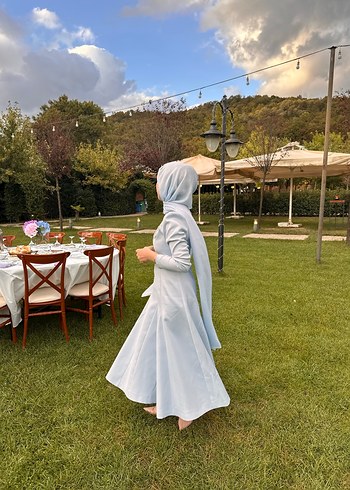 Uzun Kol Drapeli Beyaz Kadın Elbise