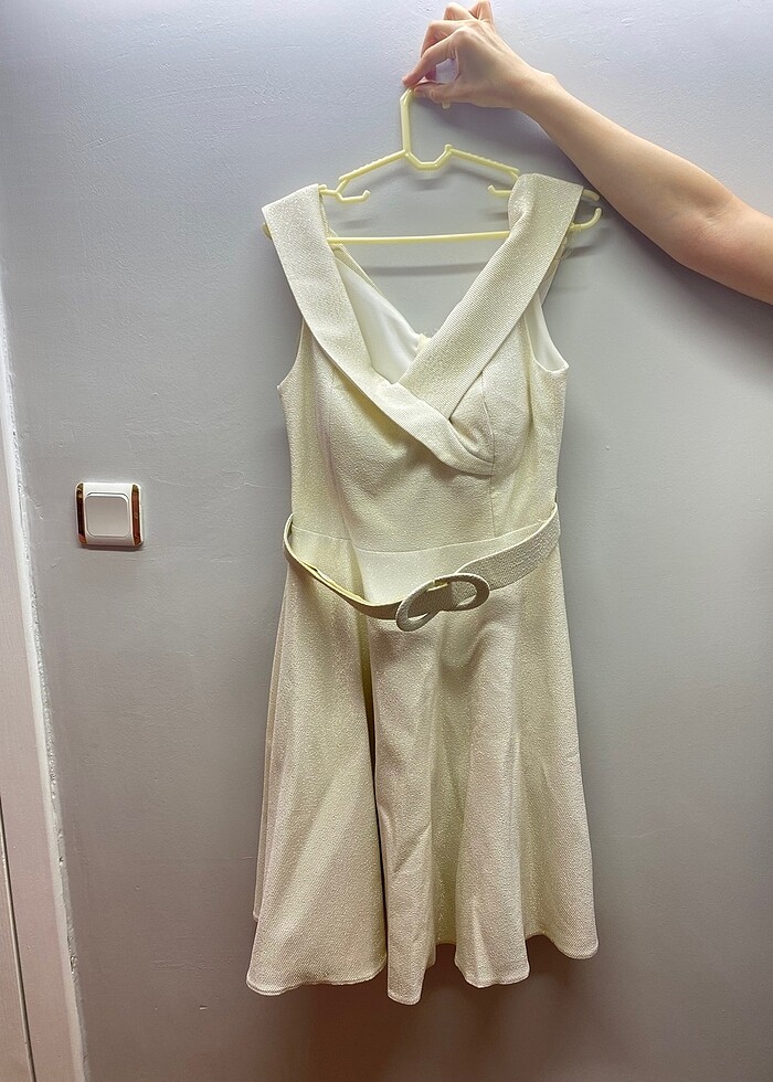 Ekru Simli Elbise - Görsel 2