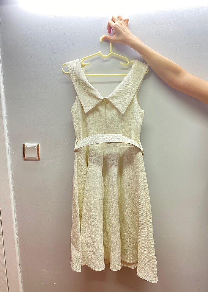 Ekru Simli Elbise - Görsel 3