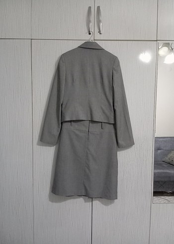 Kadın Gri Keten Kumaş Pilili Midi Takım - Görsel 20