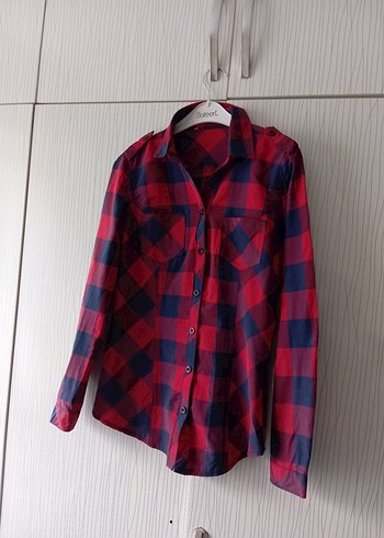 Kırmızı Ekose Desenli Kadın Gömlek - Görsel 10