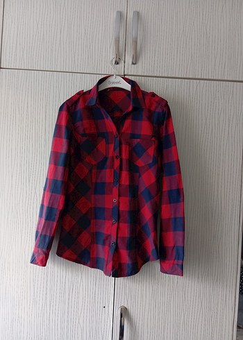 Kırmızı Ekose Desenli Kadın Gömlek - Görsel 3