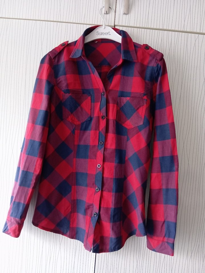 Kırmızı Ekose Desenli Kadın Gömlek - Görsel 5