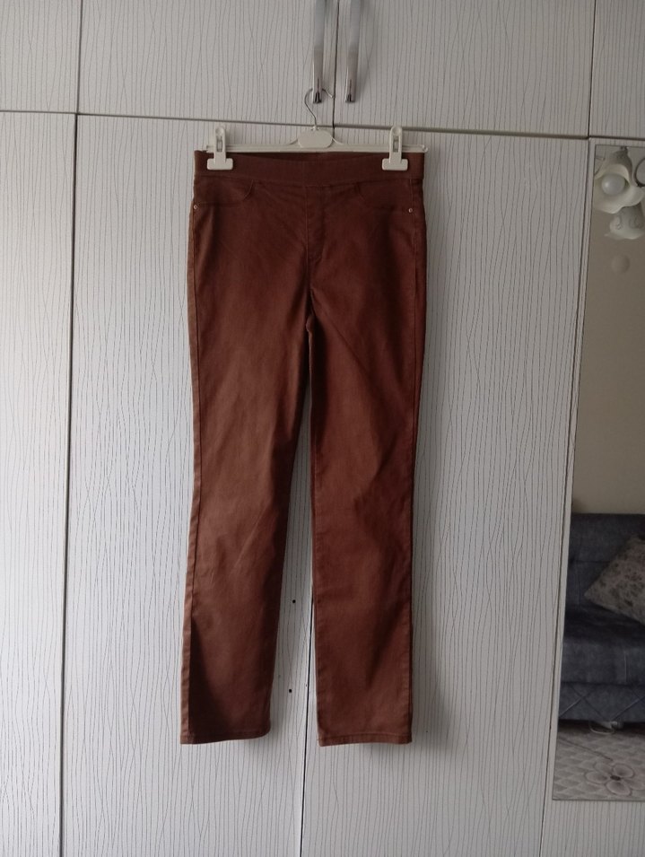 Kahverengi Süet Kadın Kemerli Pantolon - Görsel 2