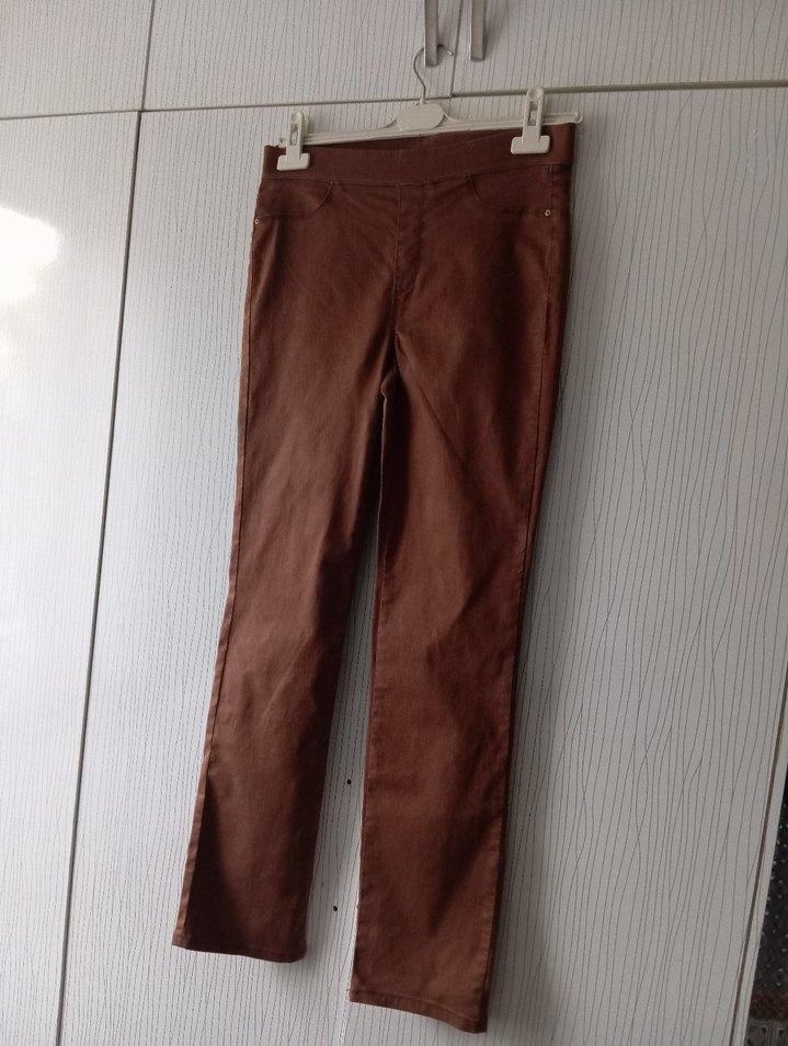 Kahverengi Süet Kadın Kemerli Pantolon - Görsel 5