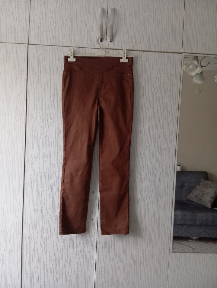 Kahverengi Süet Kadın Kemerli Pantolon - Görsel 4