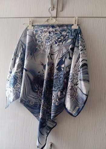 Mavi Bohem Tarzı İpek Görünümlü Şal - Görsel 5