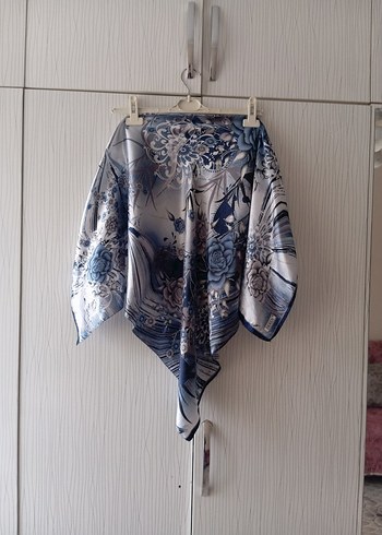 Mavi Bohem Tarzı İpek Görünümlü Şal - Görsel 10