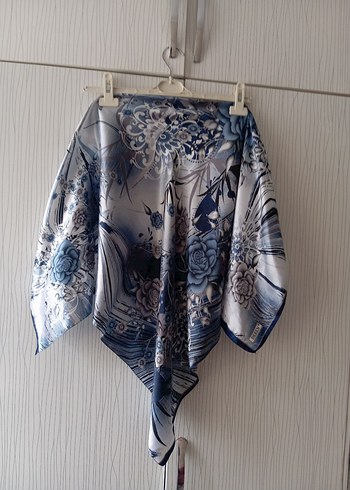 Mavi Bohem Tarzı İpek Görünümlü Şal - Görsel 7