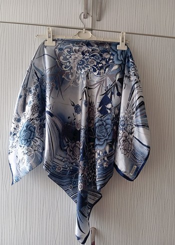 Mavi Bohem Tarzı İpek Görünümlü Şal - Görsel 8