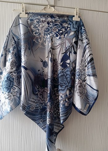 Mavi Bohem Tarzı İpek Görünümlü Şal - Görsel 6