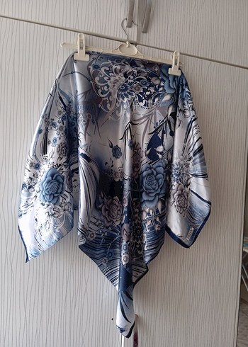 Mavi Bohem Tarzı İpek Görünümlü Şal - Görsel 9