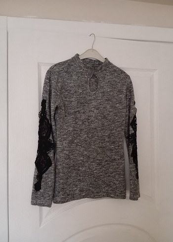 Gri Uzun Kollu Yüksek Yakalı Triko Kazak - Görsel 12