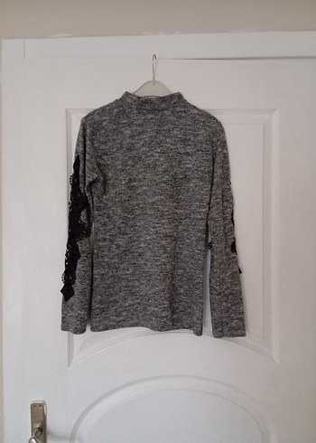 Gri Uzun Kollu Yüksek Yakalı Triko Kazak - Görsel 13