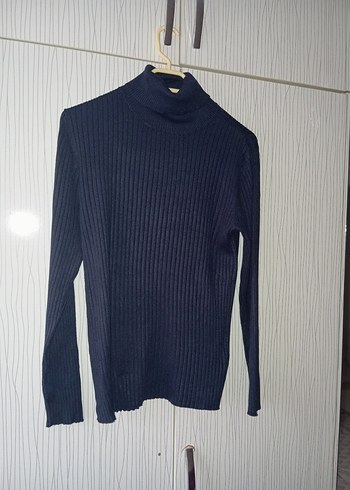 Lacivert Kadın Boğazlı Triko Kazak - Görsel 11