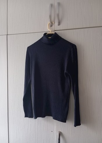 Lacivert Kadın Boğazlı Triko Kazak - Görsel 8