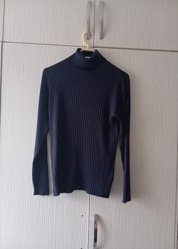 Lacivert Kadın Boğazlı Triko Kazak - Görsel 13