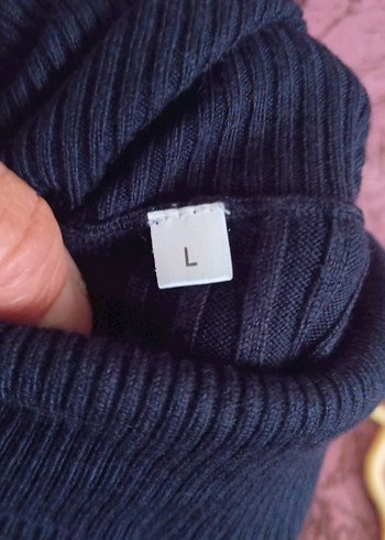 Lacivert Kadın Boğazlı Triko Kazak - Görsel 6