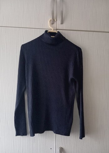 Lacivert Kadın Boğazlı Triko Kazak - Görsel 4