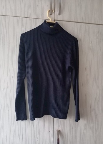 Lacivert Kadın Boğazlı Triko Kazak - Görsel 7