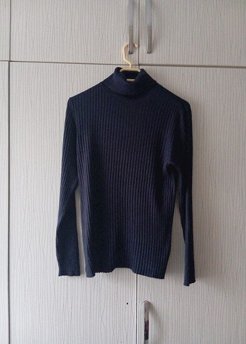 Lacivert Kadın Boğazlı Triko Kazak - Görsel 15