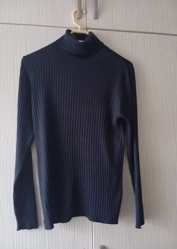 Lacivert Kadın Boğazlı Triko Kazak - Görsel 5