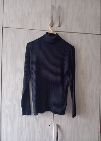 Lacivert Kadın Boğazlı Triko Kazak - Görsel 17